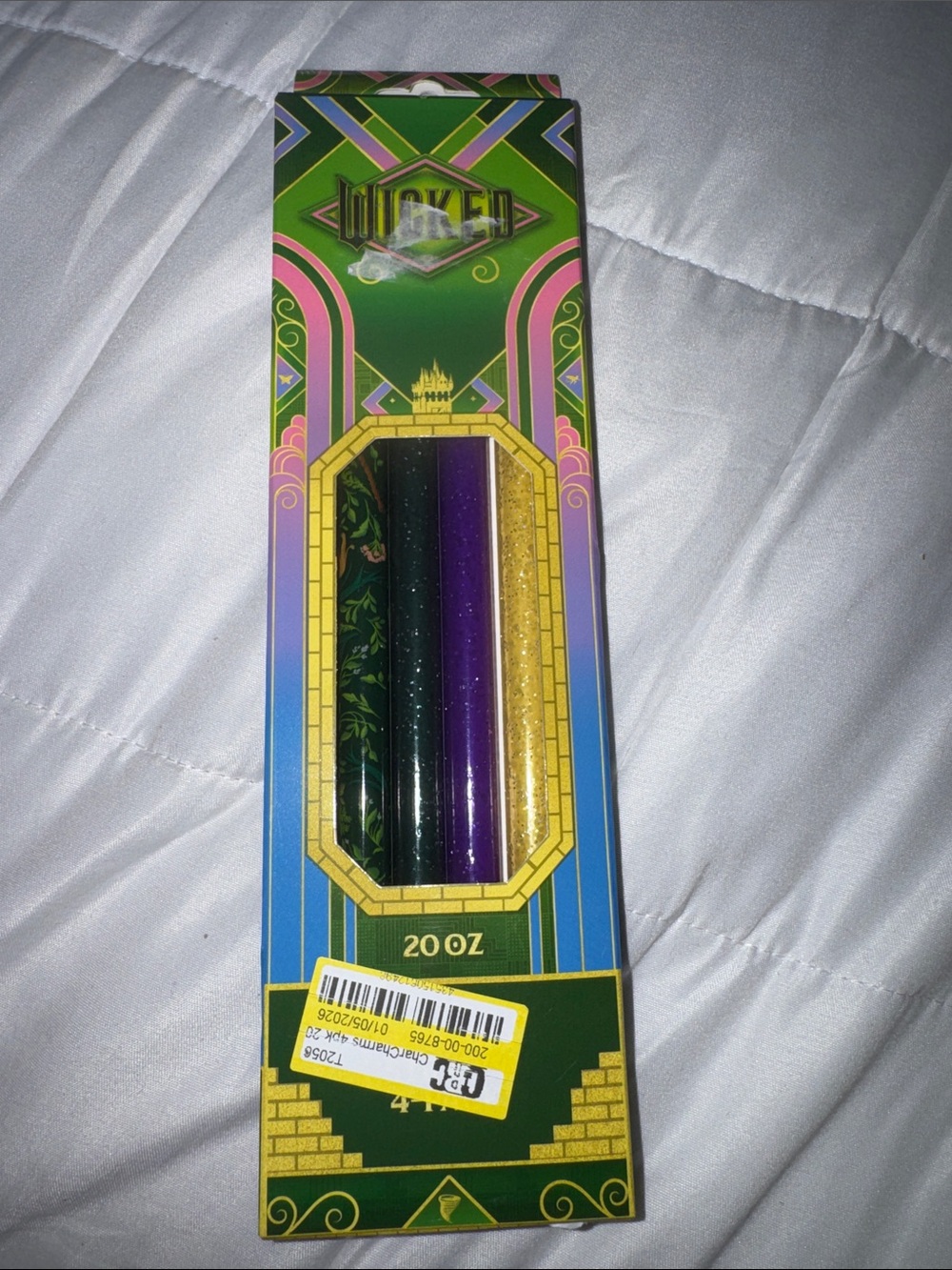 Wicked Glitter plastic straws in Green, Purple & Gold